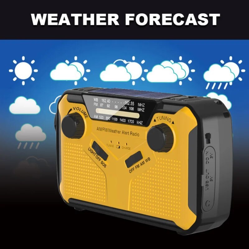 Multifunction Radio Hand Crank Solar USB FM Or AM Weather Radios Emergency Flashlight Power Bank Very Quality High Volume Radio